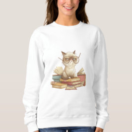 Sudadera Grumpy Scholar Cat Among Books
