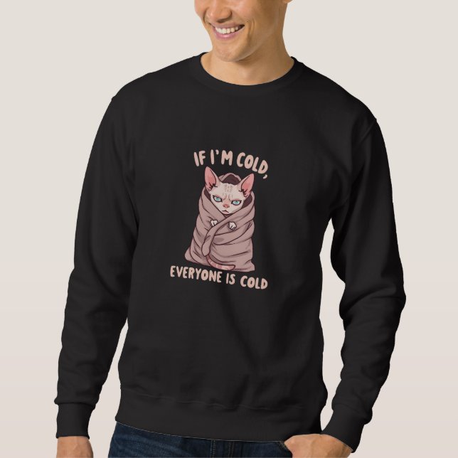 Sudadera Grumpy Sphynx Cat Cold Humor Illustration (Anverso)