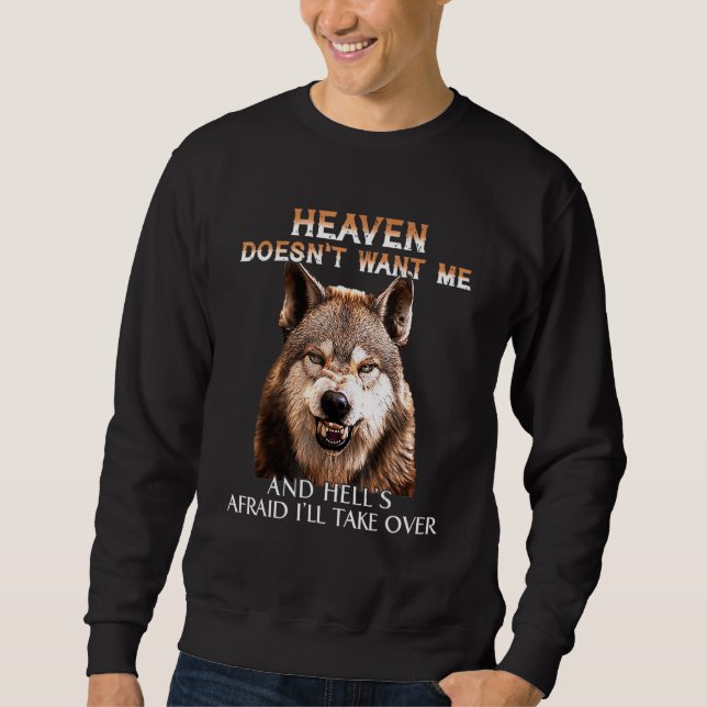 Sudadera Grumpy Wolf Heaven No Me Quiere Y Me Miente (Anverso)