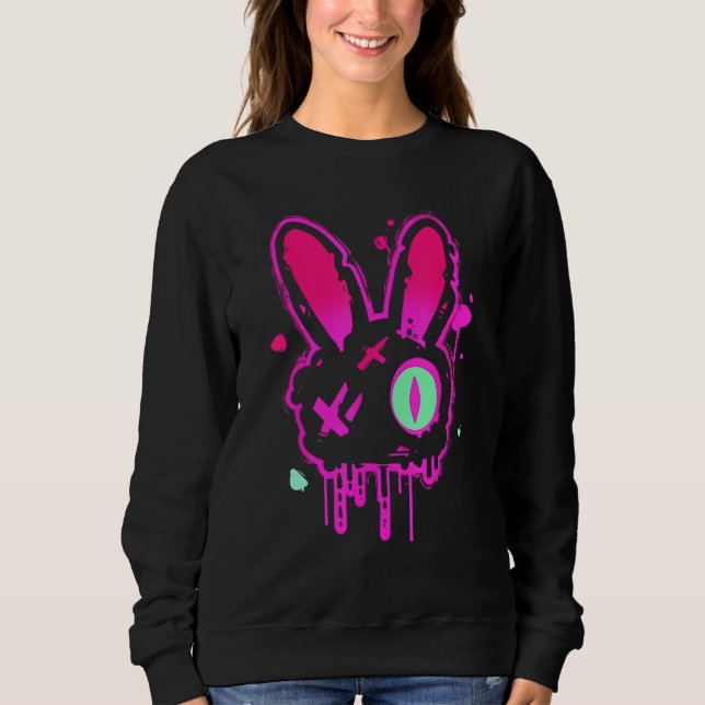 Sudadera Grunge Graffiti Rabbit Pastel Goth Punk Edgy Psych (Anverso)