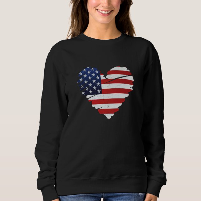 Sudadera Grunge Heart USA Flag Patriotic Valentine's Day (Anverso)