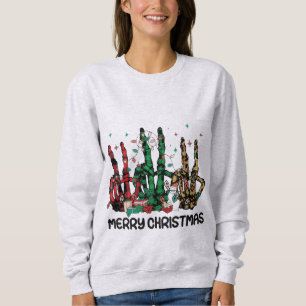 Sudadera Grunge Skeleton Manos Feliz Navidad