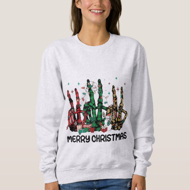 Sudadera Grunge Skeleton Manos Feliz Navidad (Anverso)