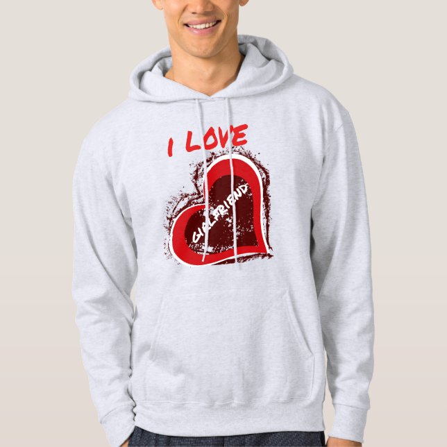 Sudadera Grunge Style I Love My Girlfriend Heart Design (Anverso)