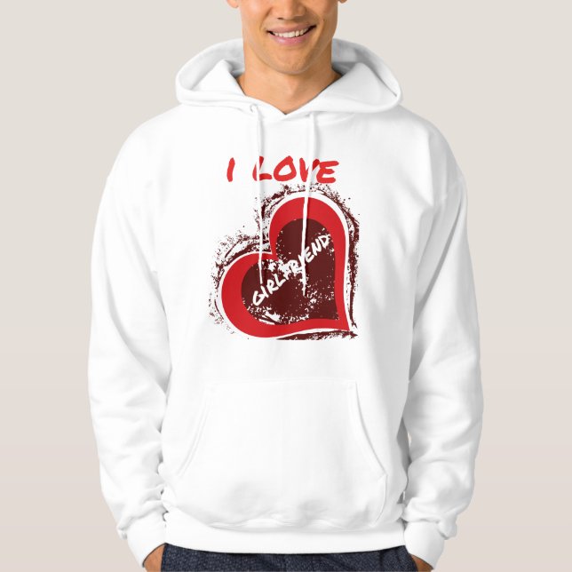 Sudadera Grunge Style I Love My Girlfriend Heart Design (Anverso)