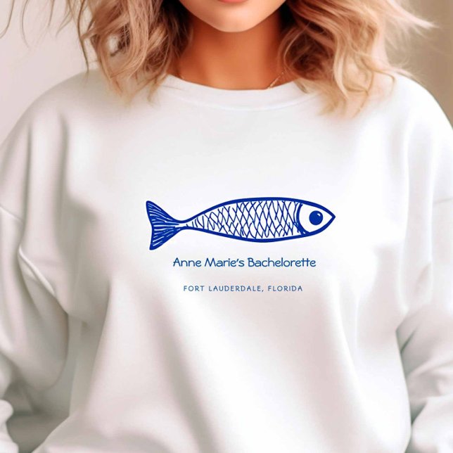Sudadera Grupo Bachelorette Blue Fish (Coastal Fish Bachelorette Sweatshirt)