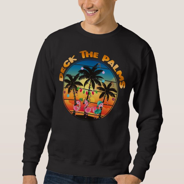 Sudadera Grupo De Navidades Tropicales Palmeras Beach (Anverso)