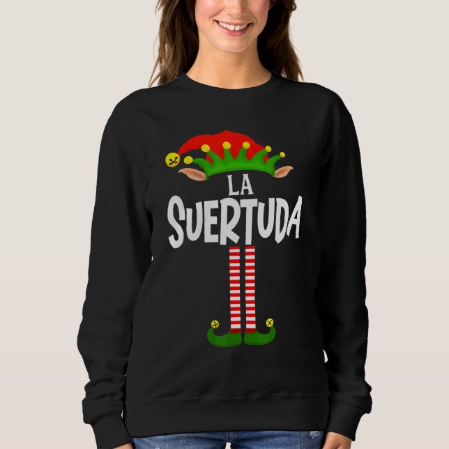 Sudadera Grupo Familiar De Soy La Suertuda Elf Que Coincide (Anverso)