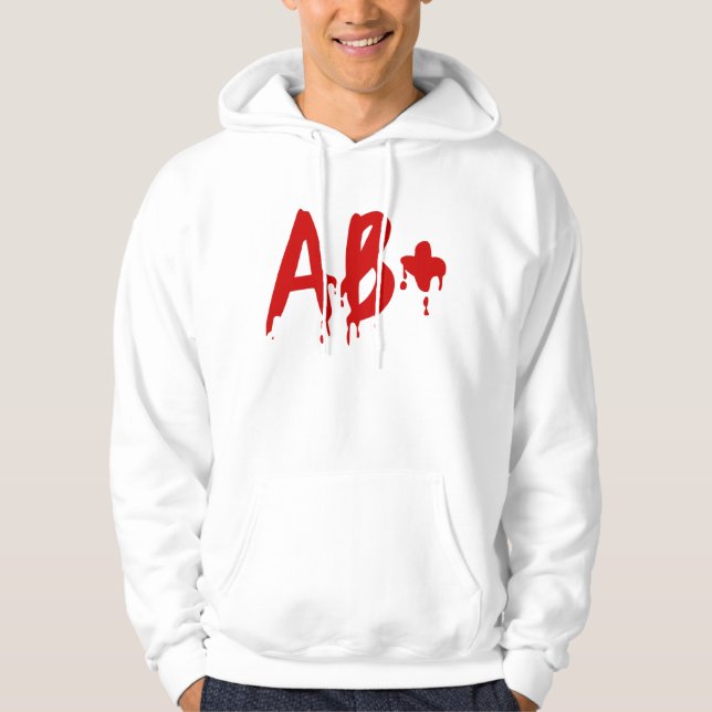 Sudadera Grupo sanguíneo AB+ Positivo #Horror Hospital (Anverso)