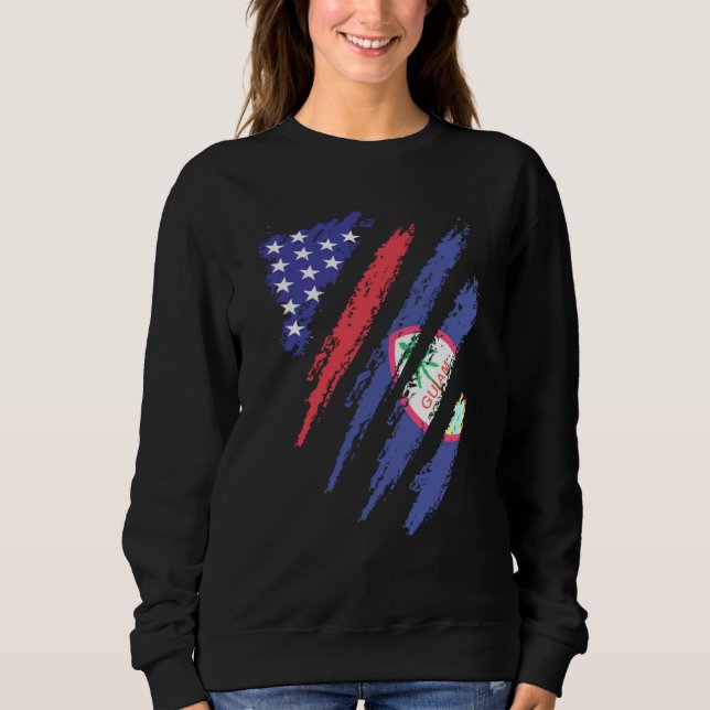 Sudadera Guamanian American Patriot Grown Heart Flag Stripe (Anverso)