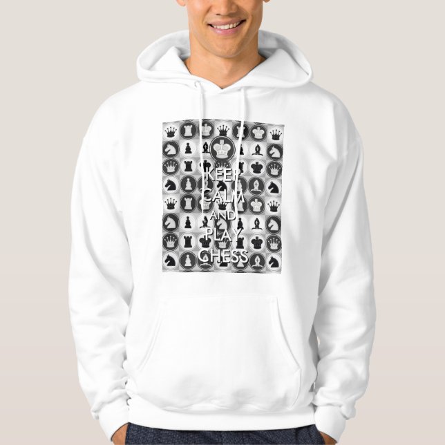 Sudadera Guarde la calma y el modelo del ajedrez del juego (Anverso)