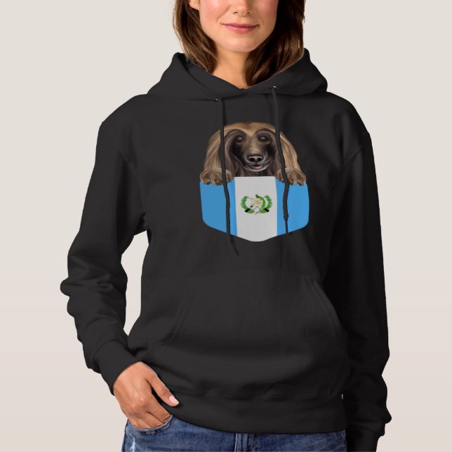Sudadera Guatemala Flag Afghan Hound Dog In Pocket (Anverso)