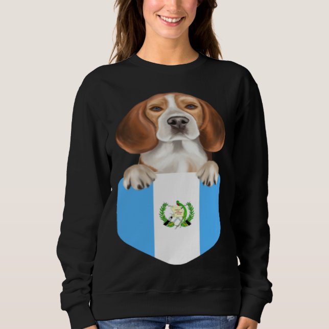 Sudadera Guatemala Flag Beagle Dog In Pocket (Anverso)