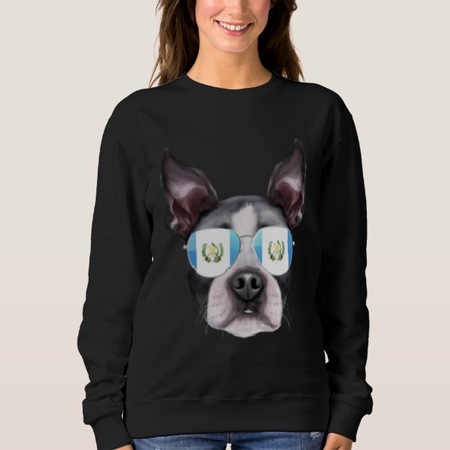 Sudadera Guatemala Flag Boston Terrier Dog Guatemala Pocket (Anverso)