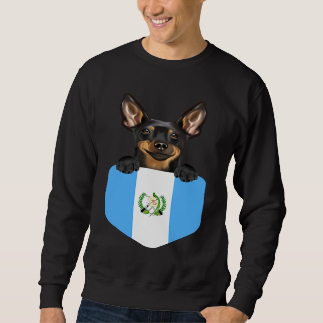 Sudadera Guatemala Flag Miniature Pinscher Dog In Pocket (Anverso)