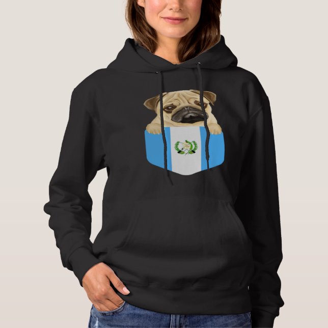 Sudadera Guatemala Flag Pug Dog In Pocket (Anverso)