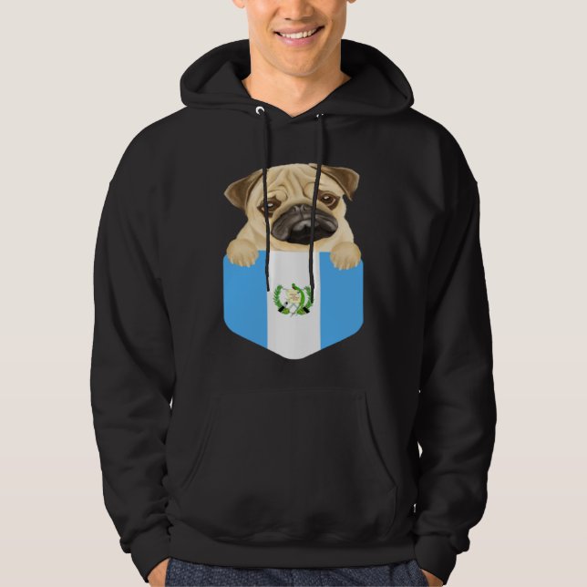 Sudadera Guatemala Flag Pug Dog In Pocket (Anverso)