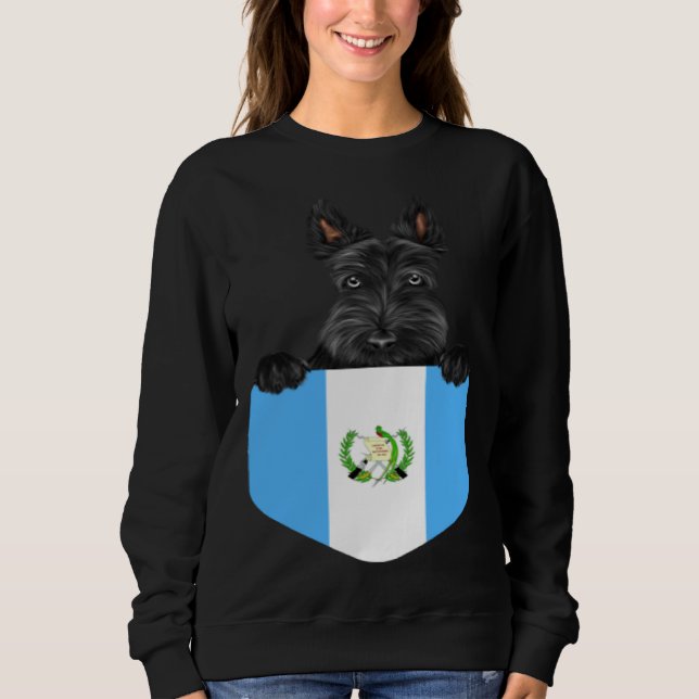 Sudadera Guatemala Flag Scottish Terrier Dog In Pocket (Anverso)