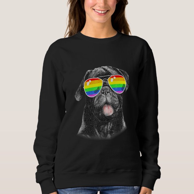 Sudadera Guay Black Pug Dog Gay Pride Bandera Gafas de sol  (Anverso)