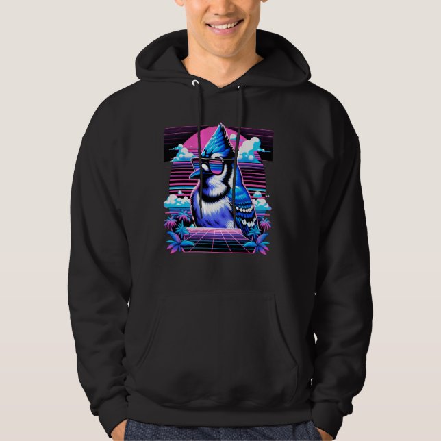 Sudadera Guay Blue Jay Bird 80 Retrowave 90s Vaporwave Blu (Anverso)