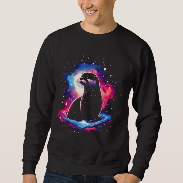 Sudadera Guay Cosmic Otter Galaxy Graphic Space Art (Anverso)