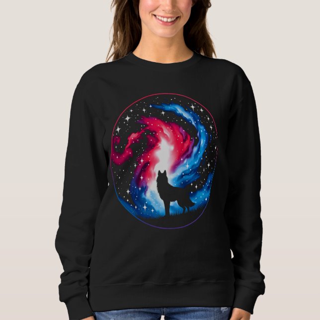 Sudadera Guay Cosmic Wolf Galaxy Graphic Space Art (Anverso)