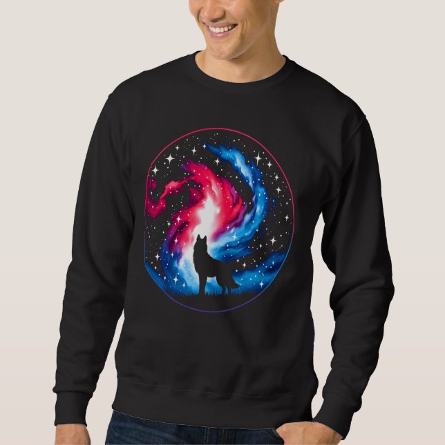 Sudadera Guay Cosmic Wolf Galaxy Graphic Space Art (Anverso)