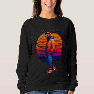 Sudadera Guay Deer Moderno Estilo Urbano Sunset Retro Art