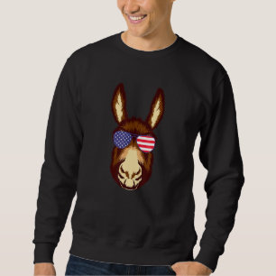 Sudadera Guay Donkey Viendo Bandera De Ee. Uu. Gafas De Sol
