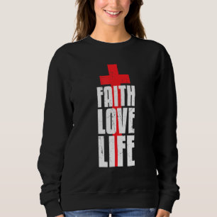 Sudadera Guay Faith Love Life Religion Caring Red Cross Act