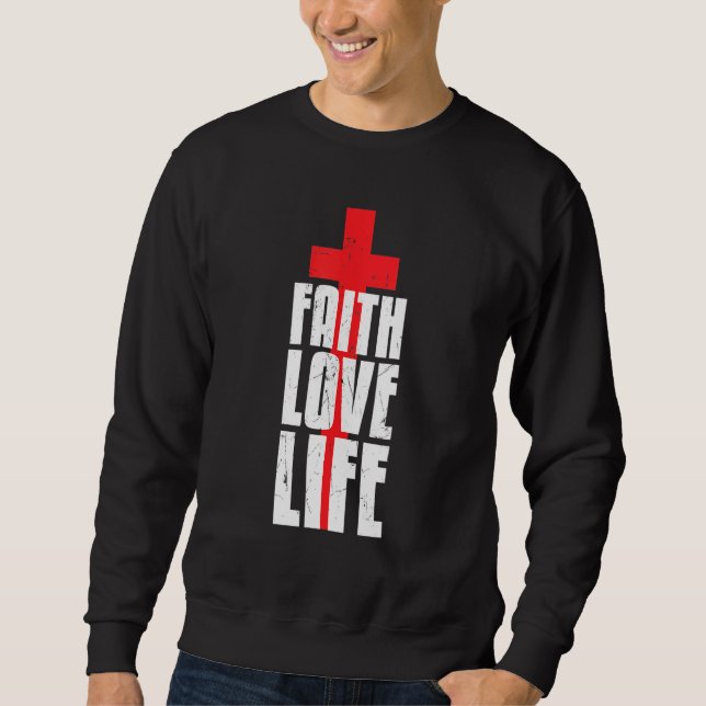 Sudadera Guay Faith Love Life Religion Caring Red Cross Act (Anverso)