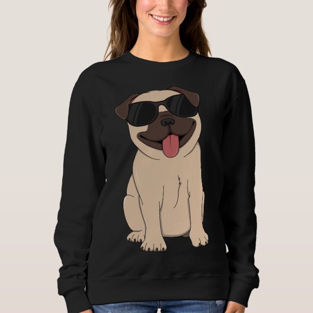 Sudadera Guay Gafas de sol Pug Dude Perro Lover Niños Cacho (Anverso)