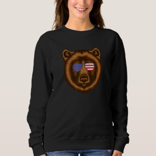 Sudadera Guay Grizzly Bear Con Bandera De Ee.Uu. Gafas De S