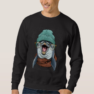 Sudadera Guay Hipster Dolphin Animal Wearing Glasses Dolphi