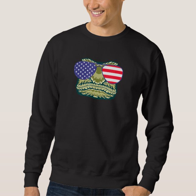 Sudadera Guay Lizard Con Bandera De Los Ee.Uu. Gafas De Sol (Anverso)