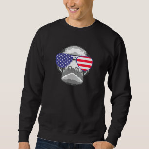 Sudadera Guay Manatee Usando Bandera Estadounidense Gafas D