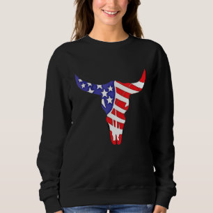 Sudadera Guay Patriotic American Flag Cow Skull Bull Skul