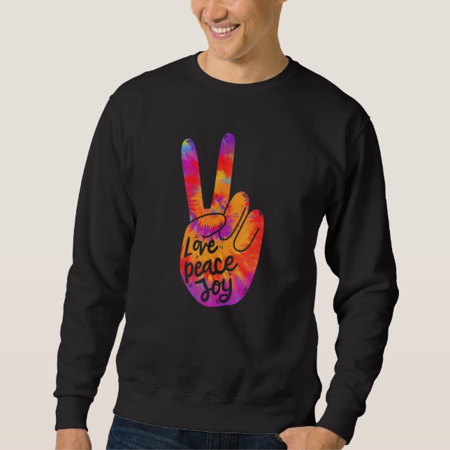 Sudadera Guay Peace Hand Rótulo Tie Dye Boho Hippie (Anverso)