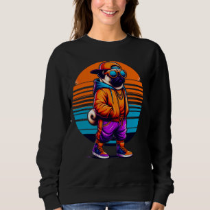 Sudadera Guay Pug Dog Estilo urbano moderno Sunset Retro Gr
