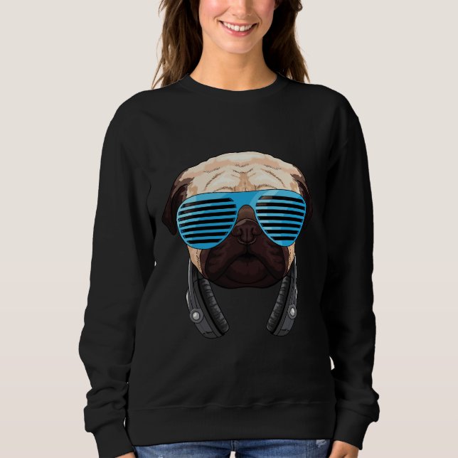 Sudadera Guay Pug Fiesta Gift Pug Perro Lover Music DJ Esse (Anverso)