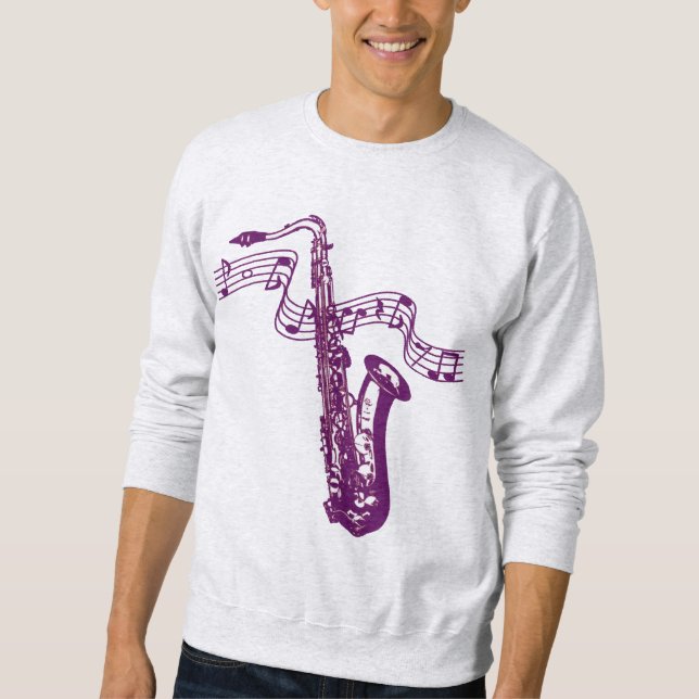 Sudadera Guay Purple Saxophone and notes -Shirt (Anverso)