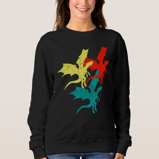 Sudadera Guay Retro Dragon Flame Flame Flying Mythic Cr (Anverso)