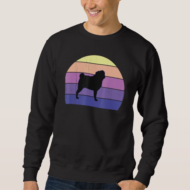 Sudadera Guay Retro Sunset Pugs Gran Dueño de Pug (Anverso)