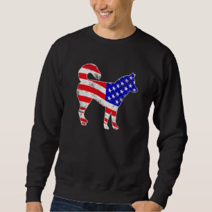 Sudadera Guay Siberian Husky Dog Bandera Estadounidense Pat