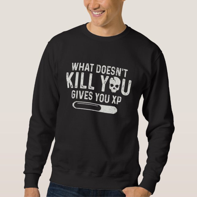 Sudadera Guay Skull Lo Que No Destruye Lo Que Le Da Xp (Anverso)