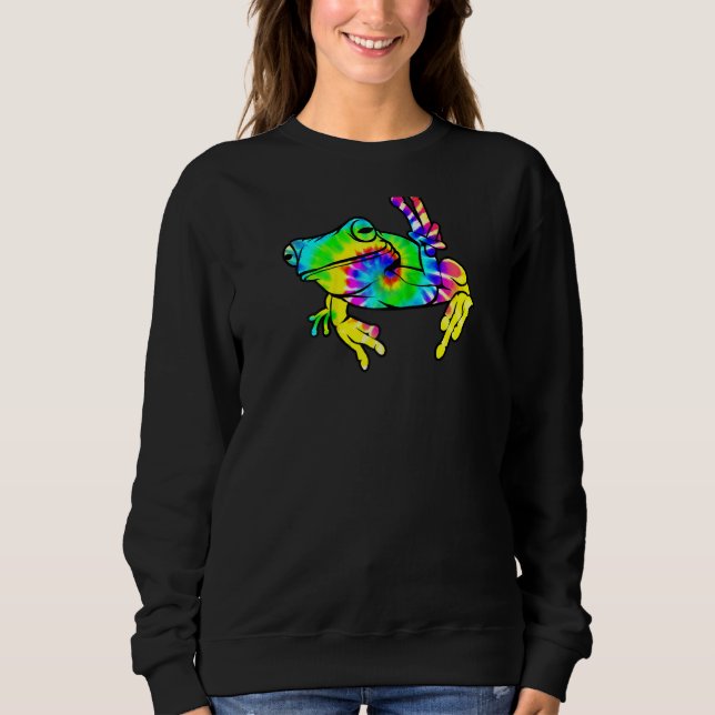 Sudadera Guay Tie Dye Peace Frog Funny Hippie Tadpole Lover (Anverso)