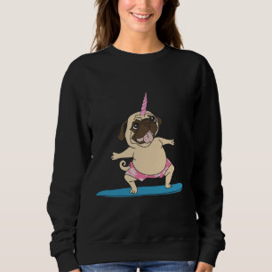 Sudadera Guay Unicorn Pug Surfing , diseño de moda Classic