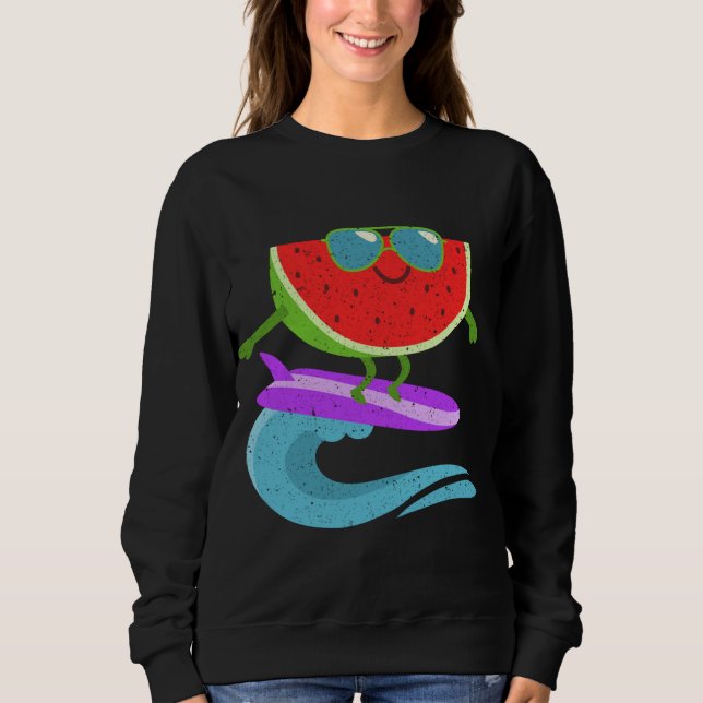 Sudadera Guay Watermelon Surf Board Funny Summer Fruth Vint (Anverso)