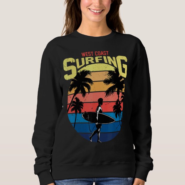 Sudadera Guay West Coast Surfing Retro Sunset Surfboard Pal (Anverso)