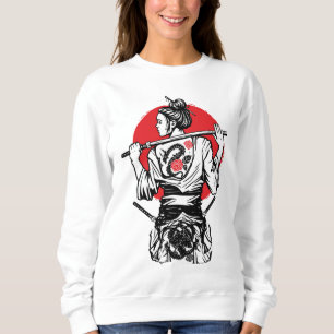 Sudadera Guerrera Samurái Femenina – Tatuaje de Rosa de Dra